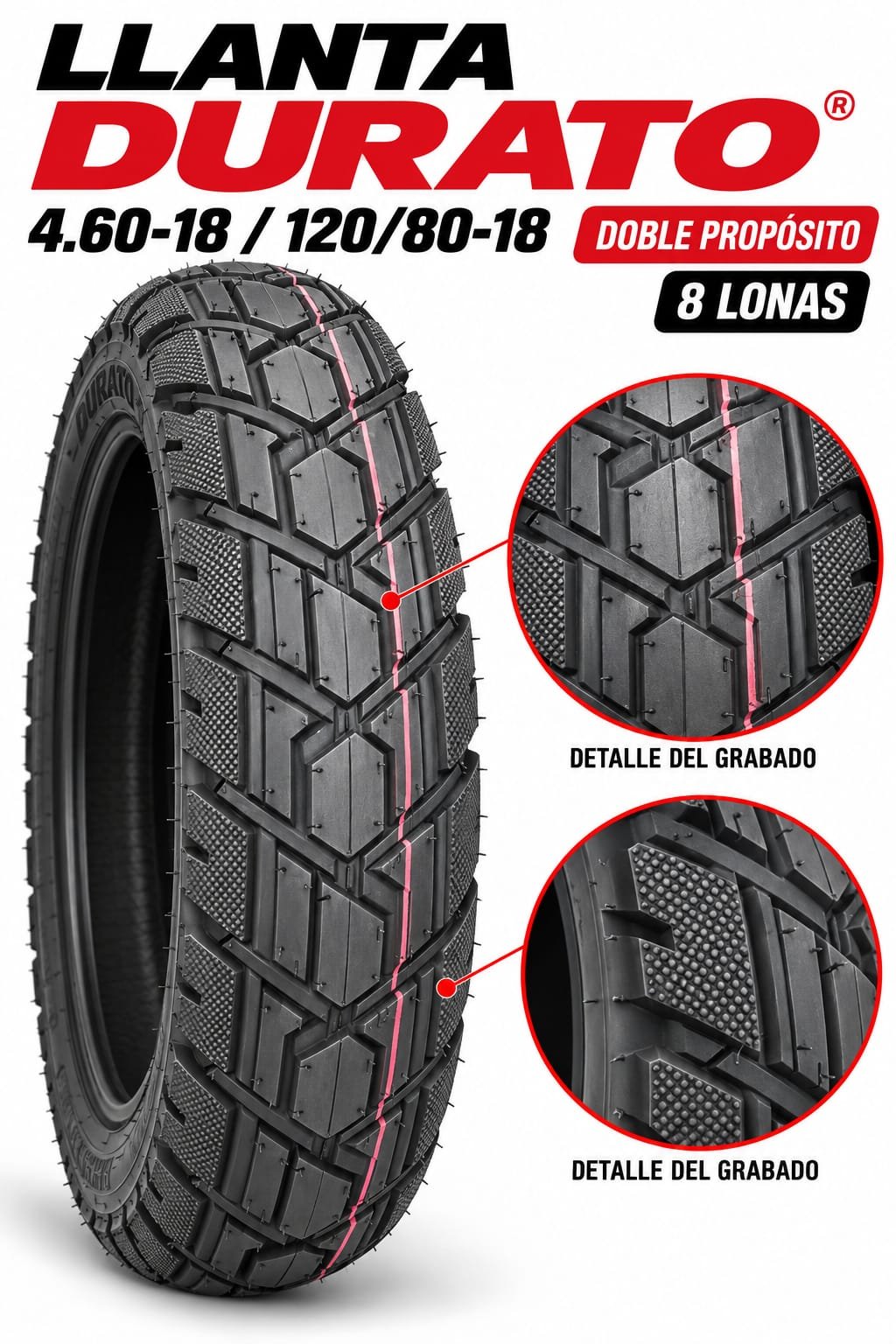 LLANTA 120/80-18 o 4.60-18 8PR DP - imagen 1