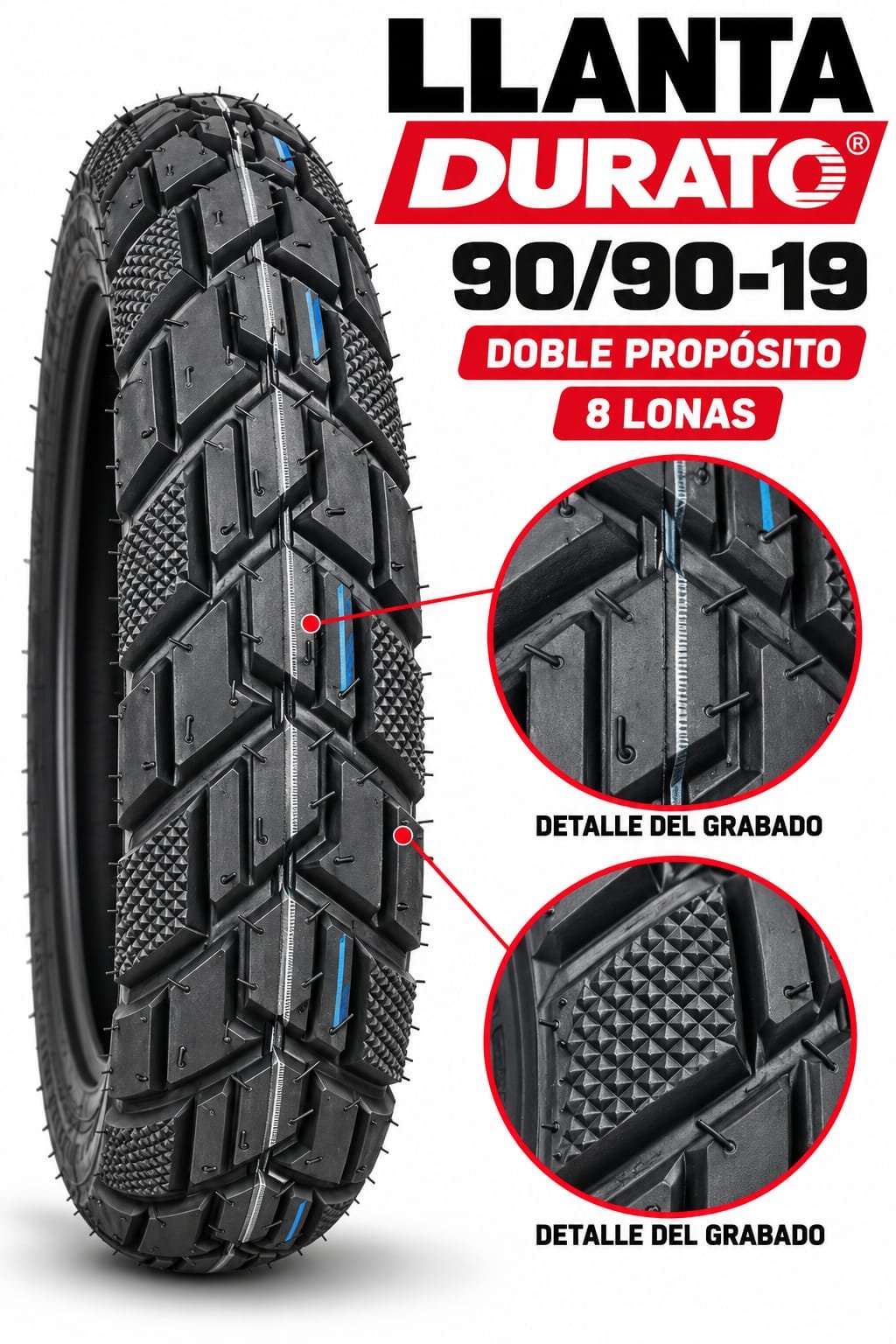 LLANTA 90/90-19 8PR DP - imagen 1