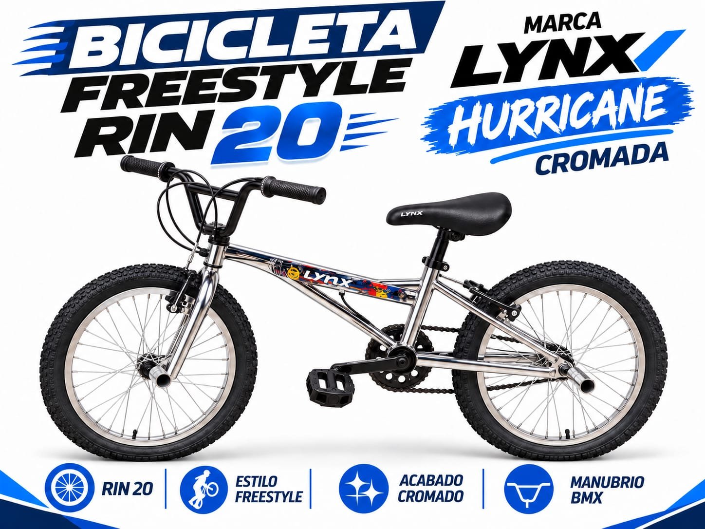 BICICLETA FREESTYLE HURRICAN RING 20 NIQUELADA - imagen 1