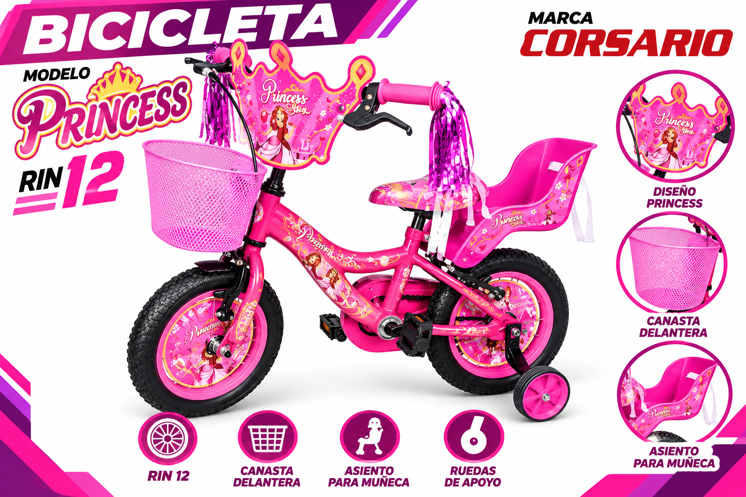  BICICLETA RIN 12 PRINCESS - imagen 1