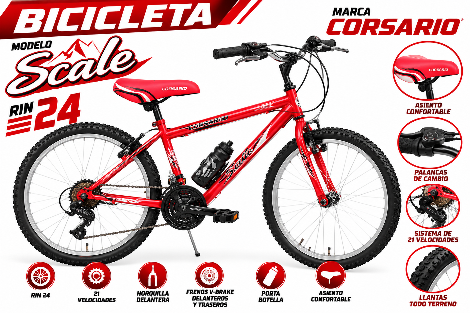BICICLETA RIN 24 SCALE 18 VELOCIDADES - imagen 1